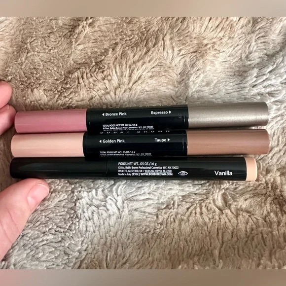 New SET OF 3 BOBBI BROWN Dual Ended Long Wear Cream Shadow Stick Neutrals Pinks - Picture 2 of 15